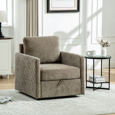 29.5''W Upholstered 360° Swivel Armchair With Hidden Storage, Comfy Diamond-Shape Tufted Armrests Accent Square Club Chair Single Sofa With Pillow For Living Room, Bedroom,Reading Nook,Corner