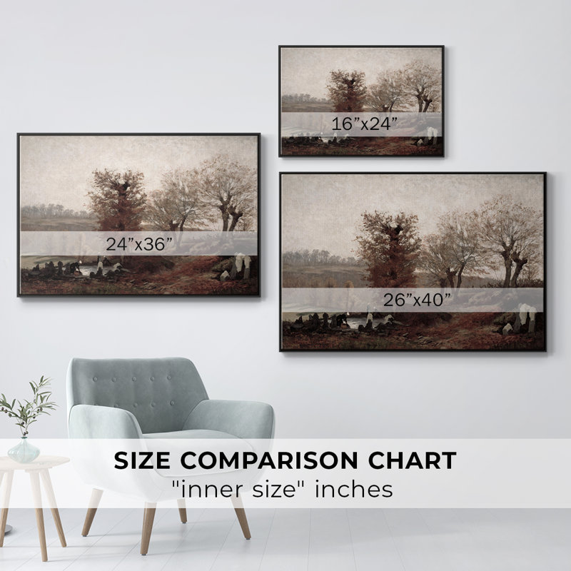 "Vintage Landscape-CCVVII" sur toile, Noir, H 17 po x l 25 po
