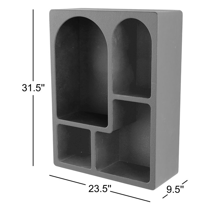 Lodi Cole And Grey Wood 4 Shelf Geometric Wall Shelf
