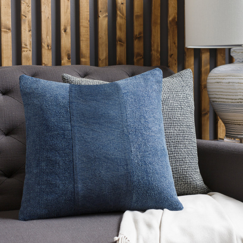Housse et insert de coussin carré 100% coton Dunbar, 20 po X 20 po, Rembourrage du duvet, Bleu marine