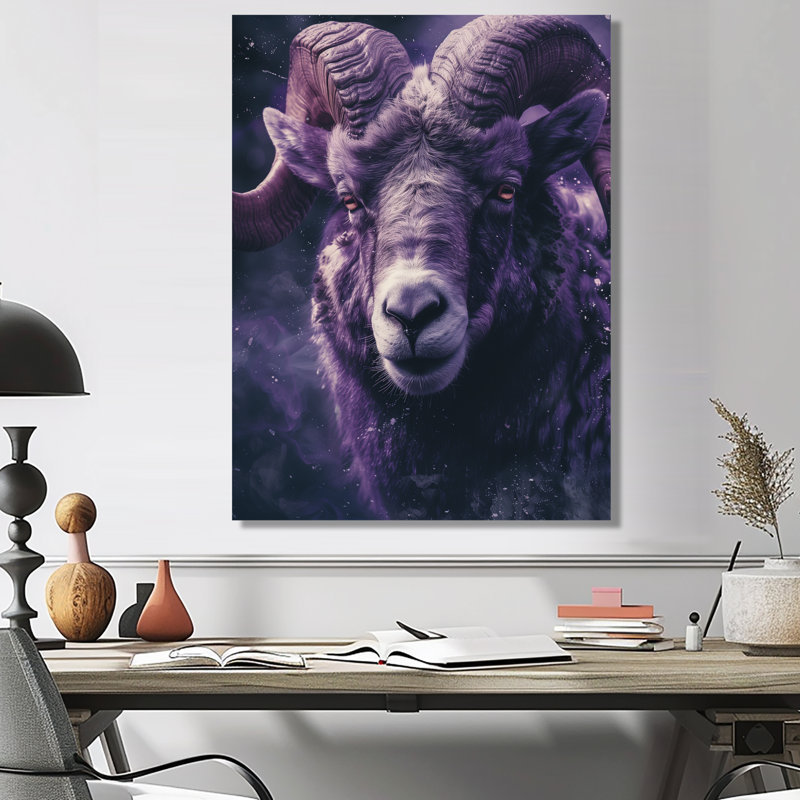 Astrologie mauve, audace astrale bélier - astronomie bélier, art mural, Sans cadre, métal, H 16 po x l 32 po