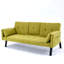 Lit pliable avec porte-gobelet central et sac de rangement avec accoudoirs, 70 po, matériau en lin de coton, convient aux petits espaces, lit multifonctionnel jaune beige gris foncé, se transforme en balcon-1412032513