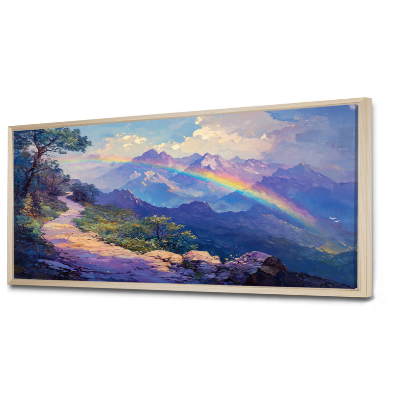 Rainbow In The Mountains II - Rainbow Large, art mural, H 28 po x l 60 po, Cadre crème crème