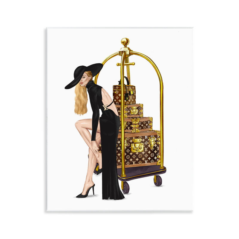 Plaque murale Fashionista avec bagage d'hôtel, design par Ziwei Li