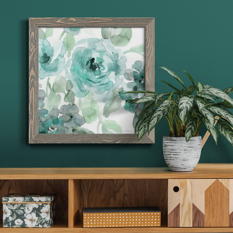 «Blue Mosaic I», reproduction d'art sur toile encadrée, H 31,5 po x l 31,5 po x P 1,5 po, Cadre gris
