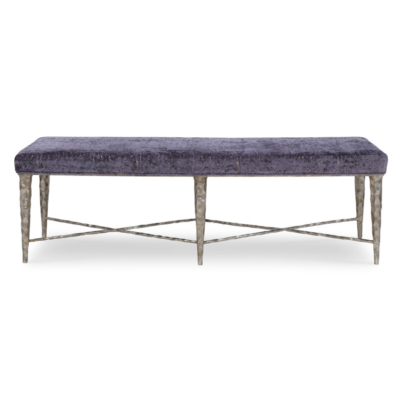 Chiseled Upholstered Bench, Margaret Ebony Polyester Blend