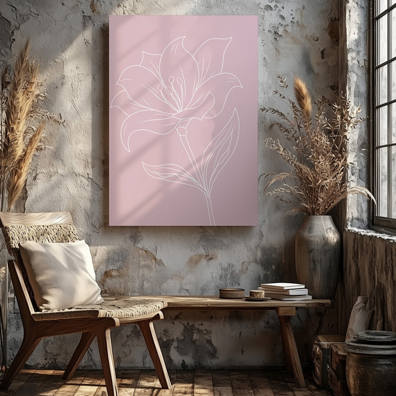 Reproduction d'art numérique sur toile rose pastel rose qui crée une toile de fond minimaliste, H 12 po x l 9 po
