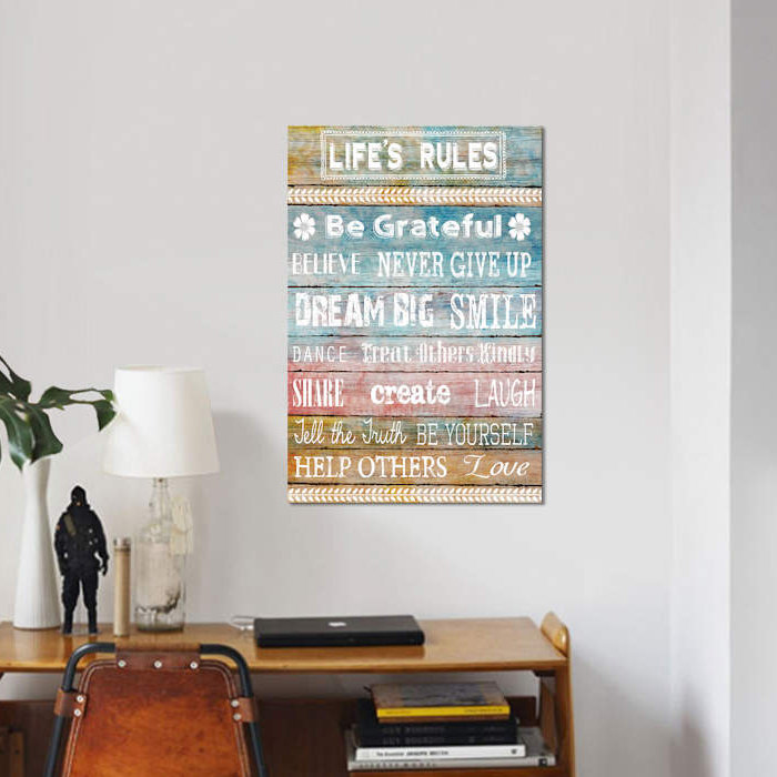 «Life's Rules» par Conrad Knutsen - impression sur toile tendue, H 18 po x l 12 po x P 1,5 po, Toile tendue, Pas de tapis