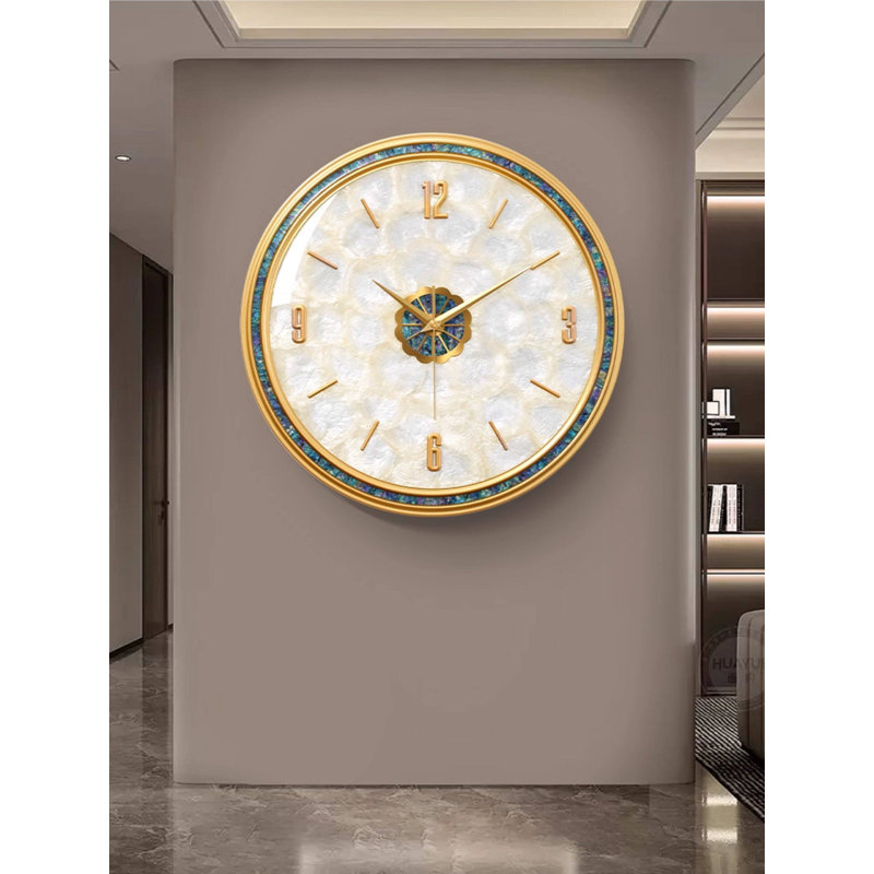 Elegant Modern Alloy Wall Clock with Gold Numerals & Silent Movement, Medium