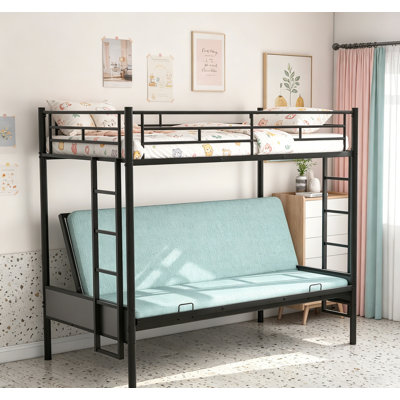 Lit superposé simple au-dessus d'un lit double en métal, design élégant et durable pour les chambres modernes