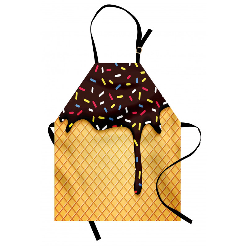 Melting Ice Cream Cones Apron, Mustard/Brown/Red