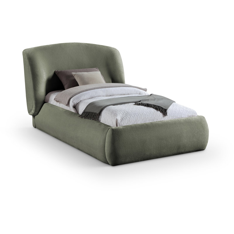 Lit tapissier Sandro, Simple, Tissu chenille vert