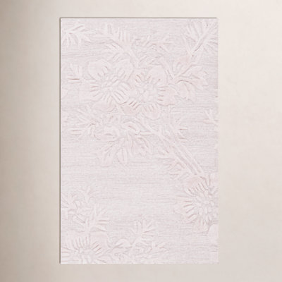 Light Pink Hand-Tufted Floral Wool Rug
