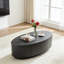 Table basse ovale noire matte, panneau central en MDF de 47,24 po avec tiroir pour salon-965726829