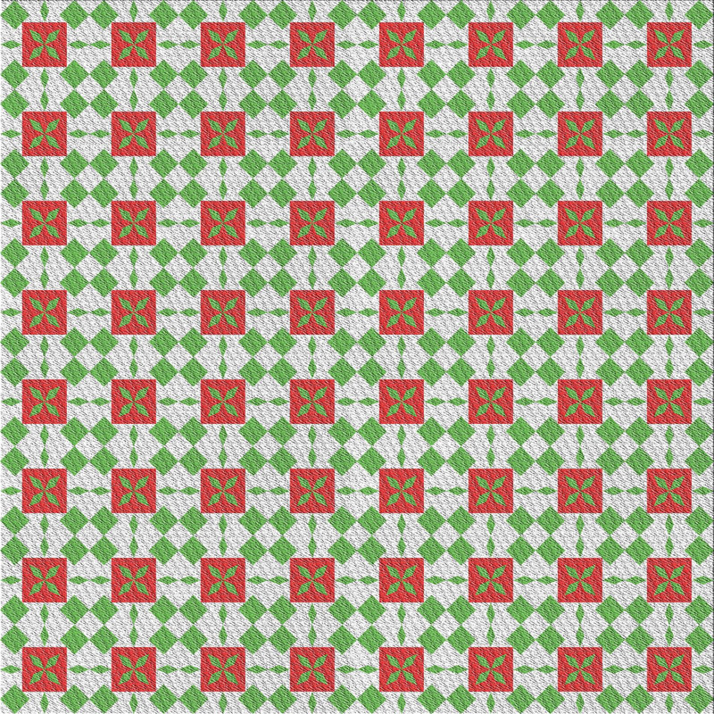 Tapis brun/vert tissé à la machine, Carré 4 pi