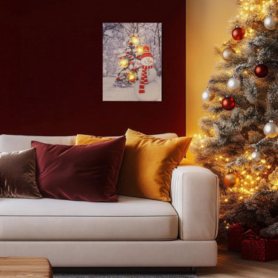 Christmas Tree Lighted Winter Unframed Canvas Wall Art  24" X 32"