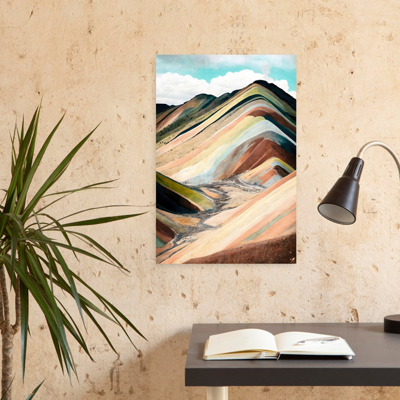 «Oregon Hills» peint à la main, paysage dramatique coloré, art mural