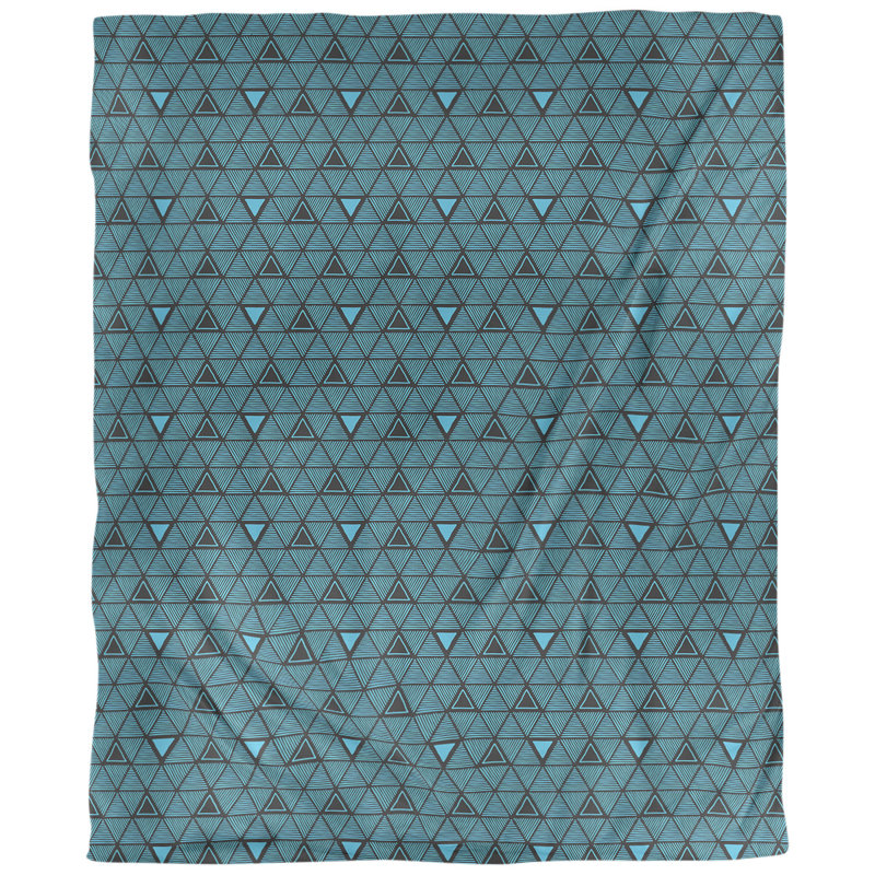 Tissu triangles tissé à la main, Bleu sarcelle, L 60 po x l 36 po, Polyester filé