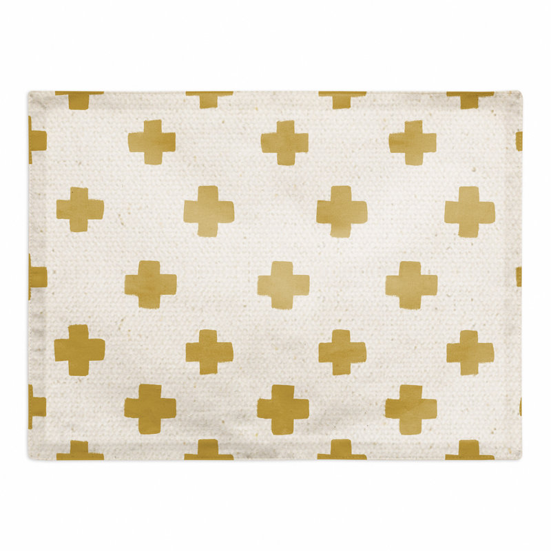 Napperon à motif de croix suisse., Jaune