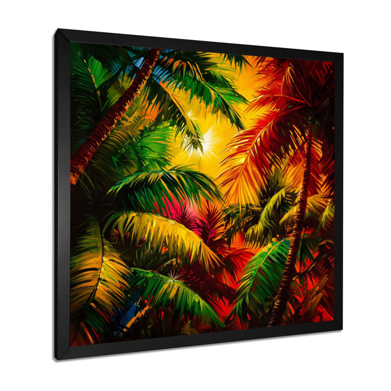Palmiers forêt tropicale tropicale II - Décoration murale forêt tropicale, Reproduction encadrée d'une seule photo sans pass