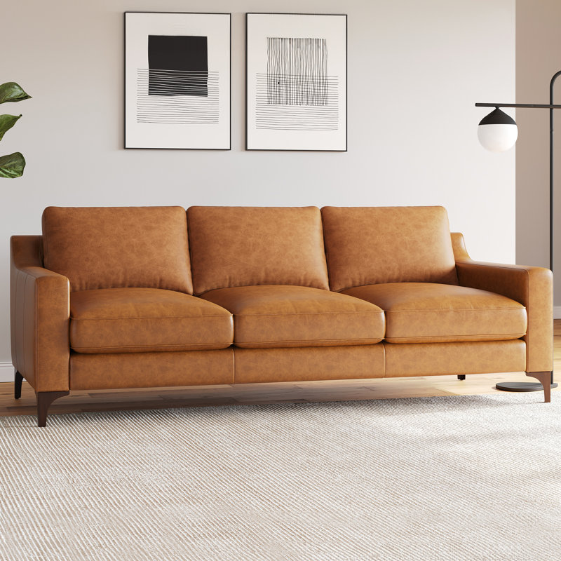 Valencia Hannah Three Seats Leather Sofa, Tan Colour