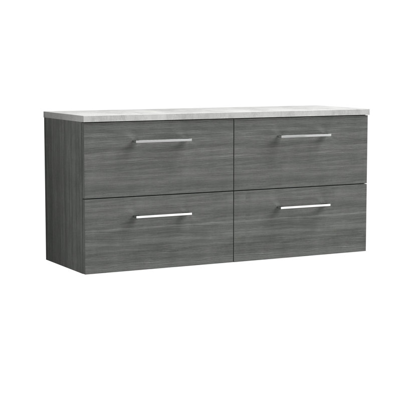 Arno 47.44cm Double Bathroom Vanity Base Only, Anthracite Woodgrain