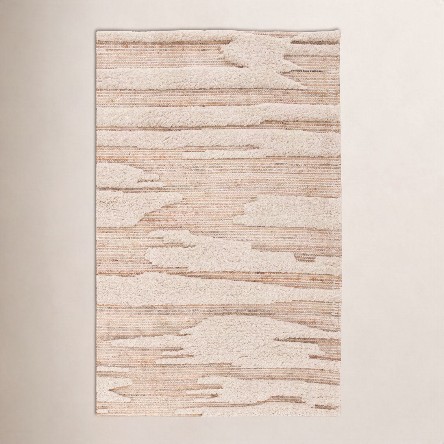 Wyly Natural Handmade Shag Wool Rug, Rectangle 5' x 8'