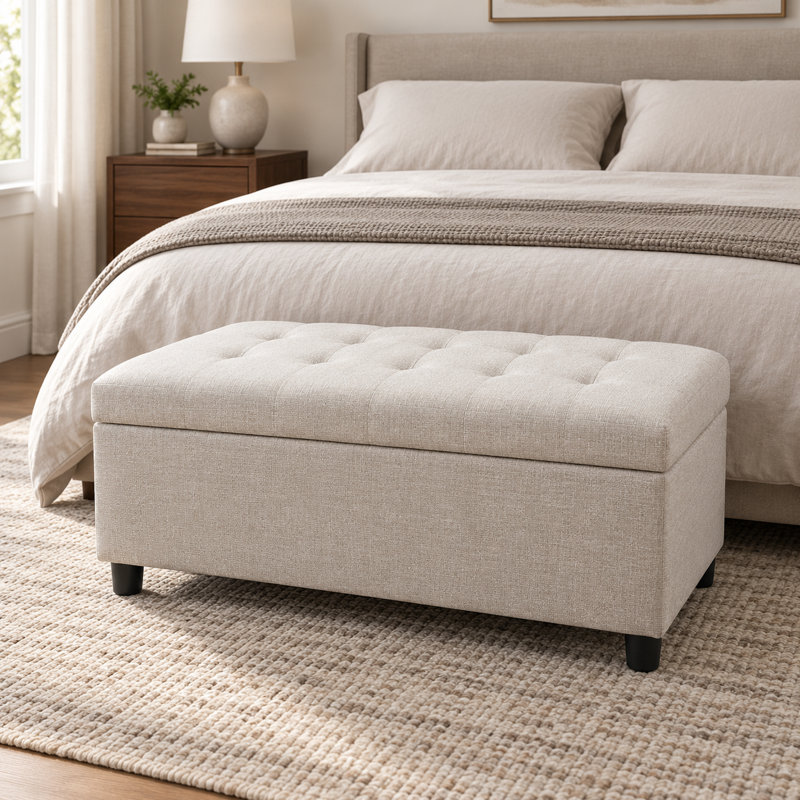 Banc de rangement rabattable, Beige