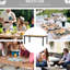 Table de salle à manger de jardin pour terrasse rectangulaire de 8 à 75 po x 35 po, structure en aluminium et terrasse de patio en bois synthétique toutes saisons avec surface imperméable