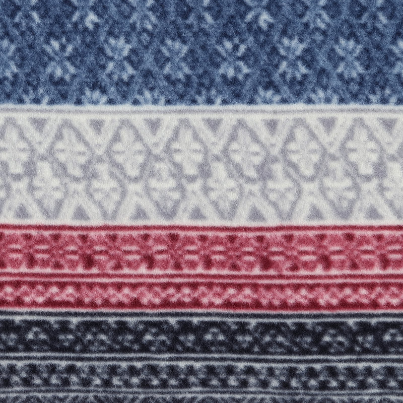 Eddie Bauer Printed Plush Fleece/Sherpa Oversized Throw Blanket, Fair Isle Blue