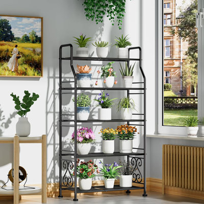 Support pour plante imperméable en métal, adapté aux multi-scénarii d'intérieur et d'extérieur, support à étages de grande capacité