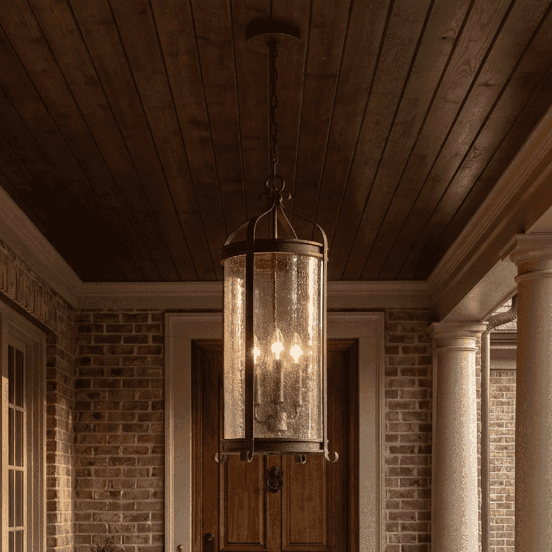 3-Light Outdoor Hanging Lantern in Iron Oxide