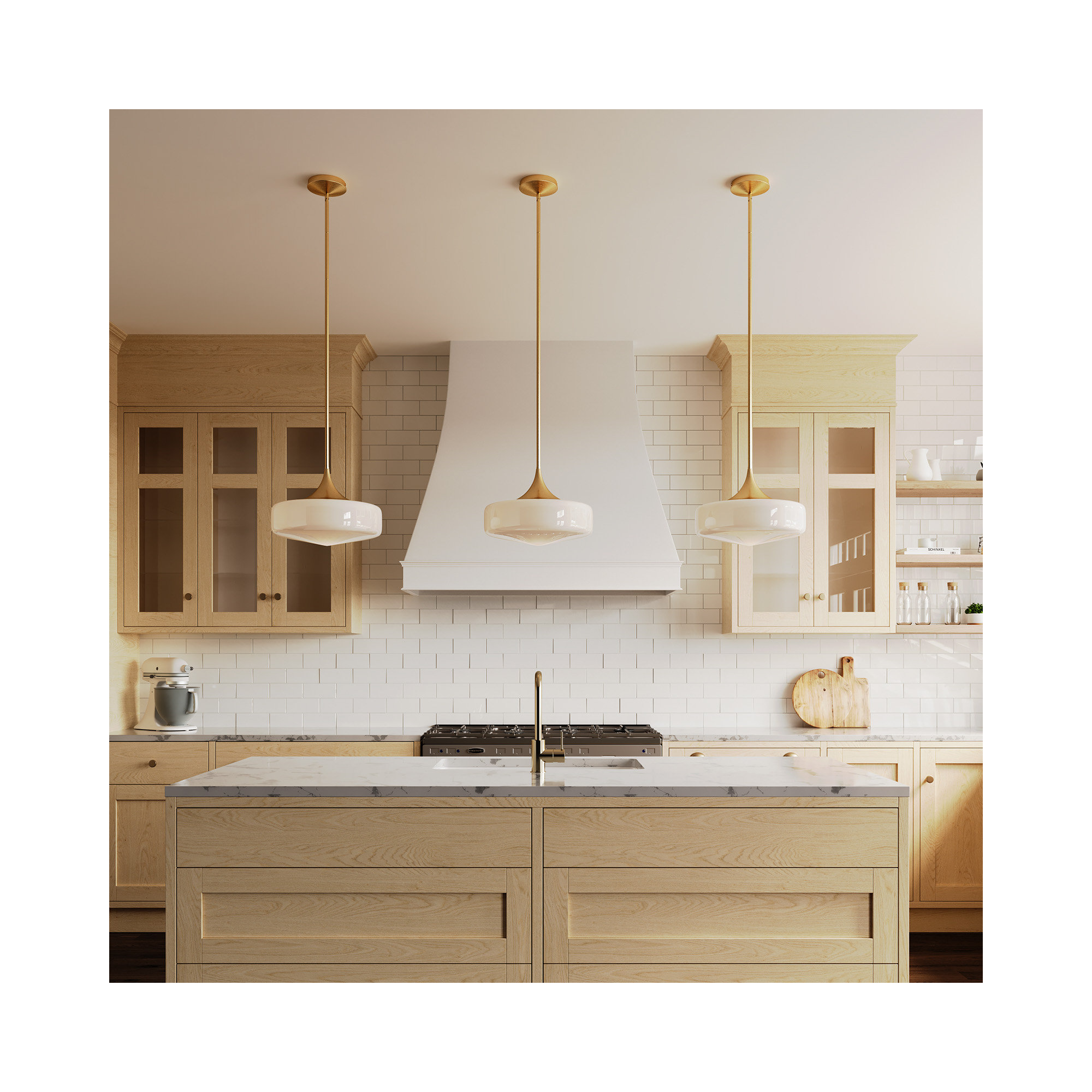 Nathania 1-Light Schoolhouse Glass Pendant, Aged Gold