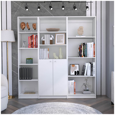 Simla 3 Piece Living Room Set With 3 Bookcases, White