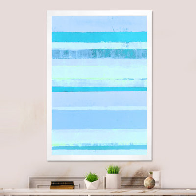 Turquoise sur bandes abstraites bleues - Art mural moderne et contemporain sur toile