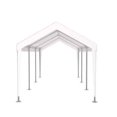 10' X 20' Portable Garage Carport, Heavy Duty, 2 Doors & 4 Ventilated Windows For Lawn Mowers, White Carport Canopy, Duty With Windows, ,