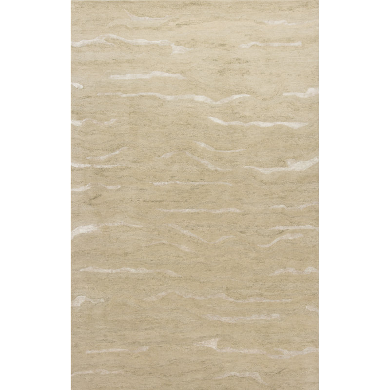 Tapis en laine touffeté à la main Devises, Beige, Rectangle 8 pi 6 po x 11 pi 6 po