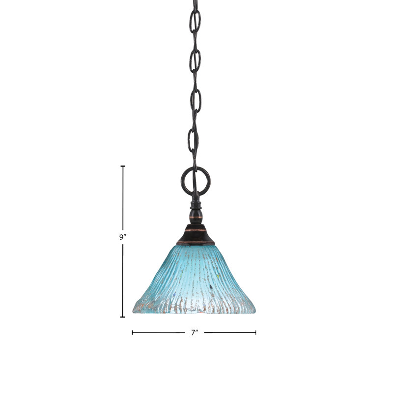 Mini-luminaire suspendu en chaîne avec verre, Cuivre / noir
