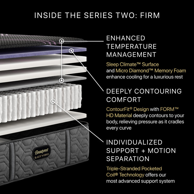 Black Series Two Firm 13.5" Hybrid Mattress, Queen