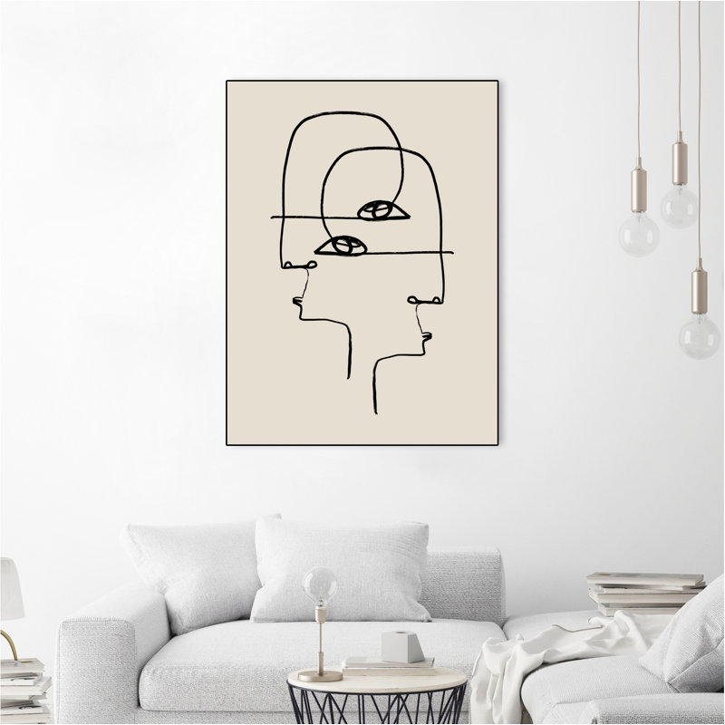 Toile encadrée de faces, H 32 po x l 24 po