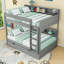 Lit superposé élégant en bois avec tablettes de rangement intégrées et lit gigogne escamotable-1252039098-1252039097