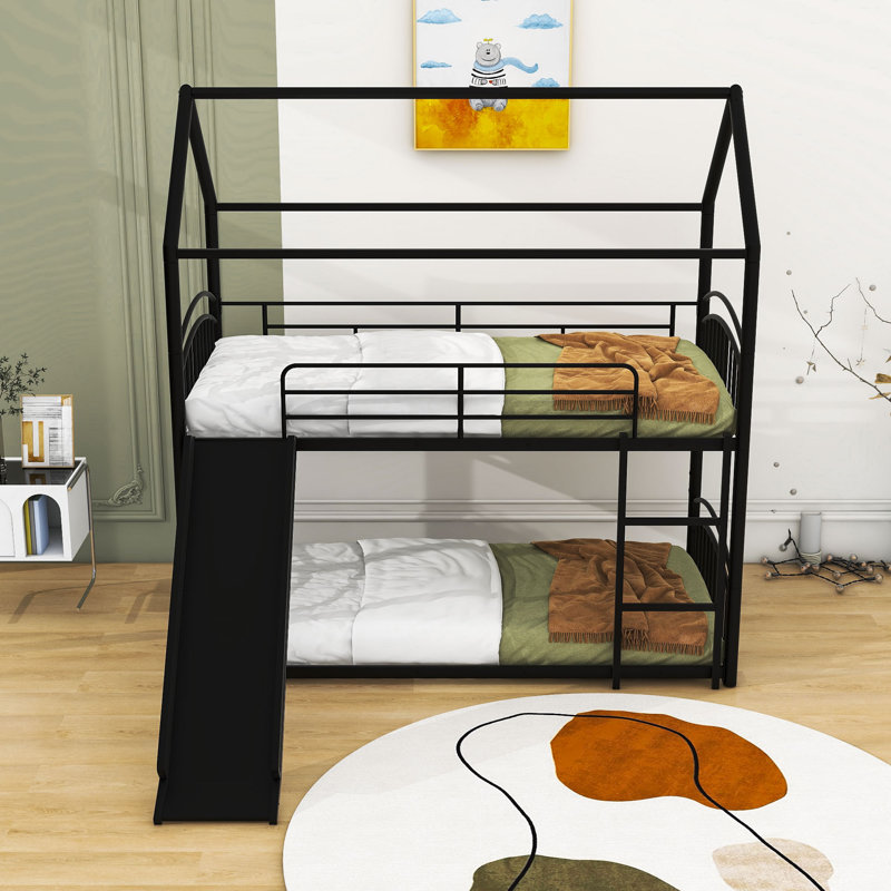 Marlton Kids Twin Over Twin Bunk Bed, Black