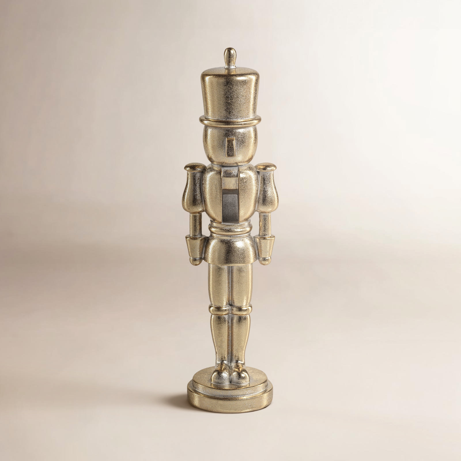 2-Piece Metallic Nutcracker Figurine Set, 8" H x 2" W x 2" D, Gold