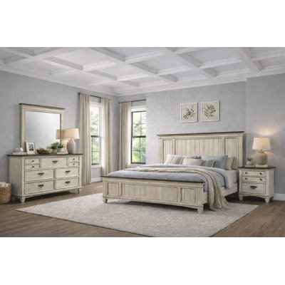 Classic Panel Bedroom Set in Cream Finish