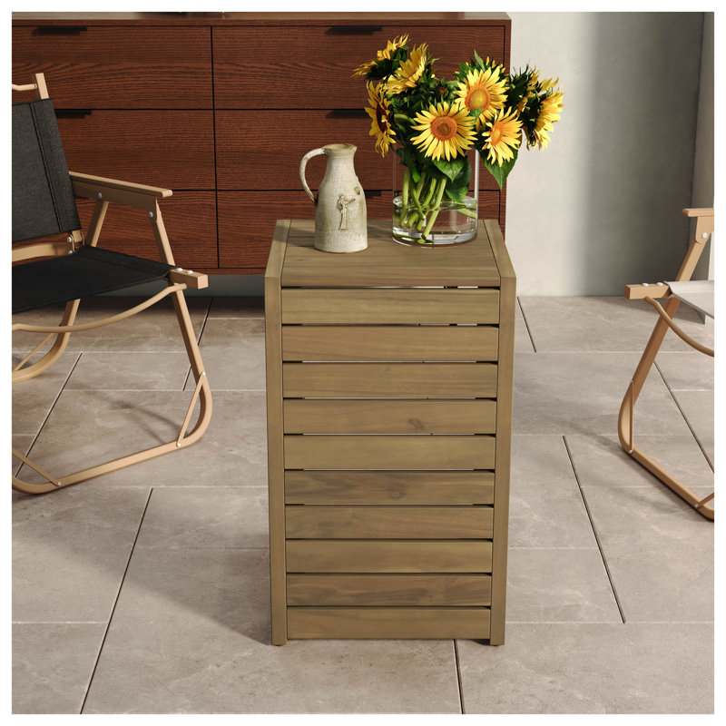 Table de bout en C en bois d'acacia brun pour canapé