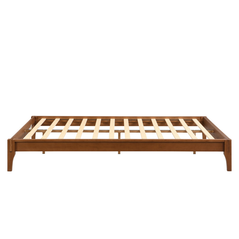 Lit plateforme en bois massif, Grand lit, Brun