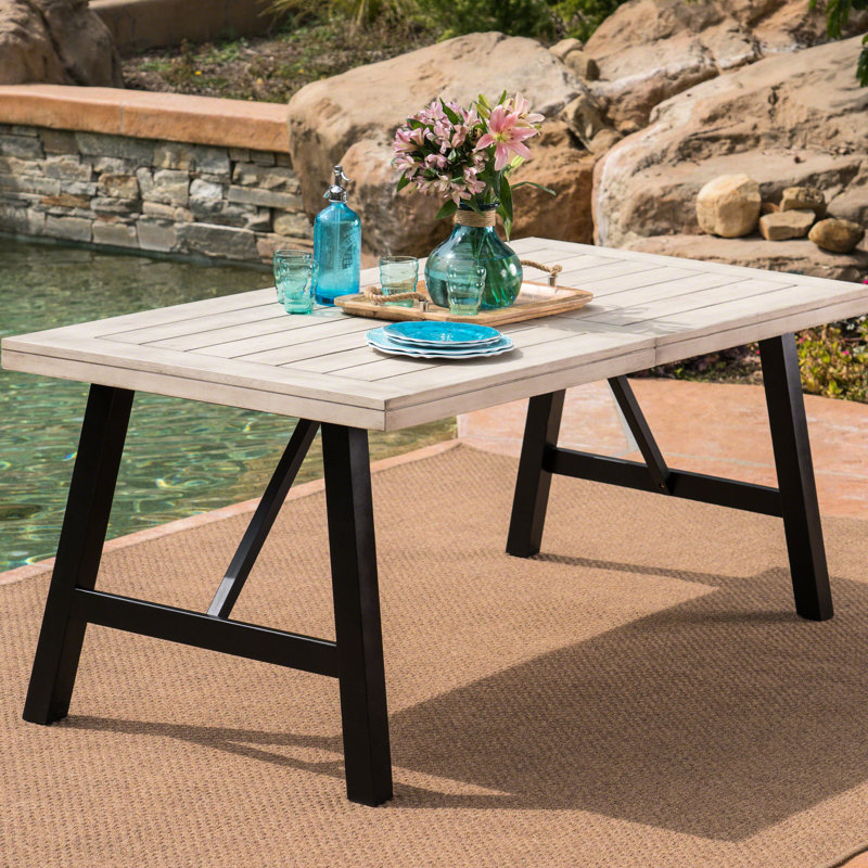 Table de salle à manger - Table à panneaux à lattes en bois pour la décoration. Résistant aux intempéries, choix multicolores, assemblage facile requis, support de poids de 300 lb. P 69,97 po x l 34,96 po. H 29,31 po. Panneau gris. Assemblage, capacité.