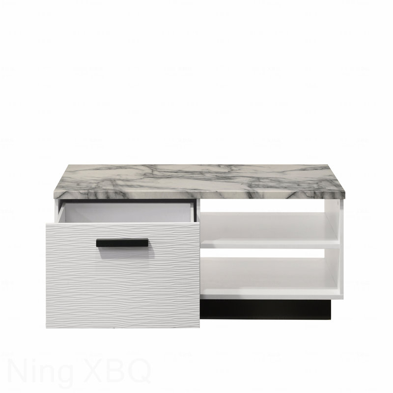 Table basse 47 po avec plateau en faux marbre blanc