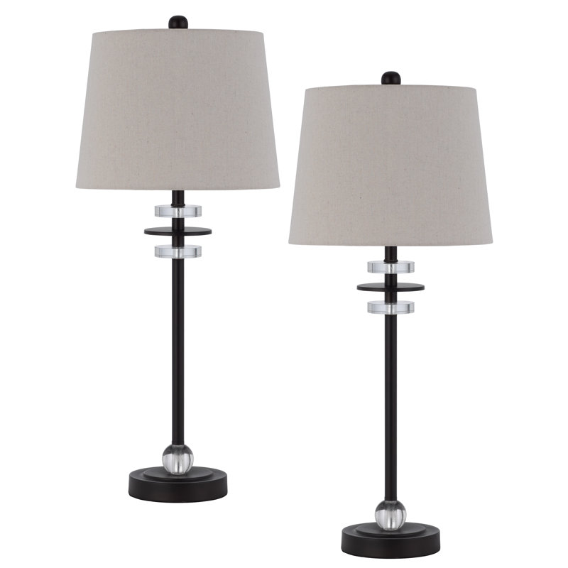 Metal Table Lamp, Black, Antique Beige