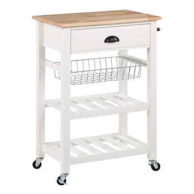 Solid Wood Top Kitchen Cart